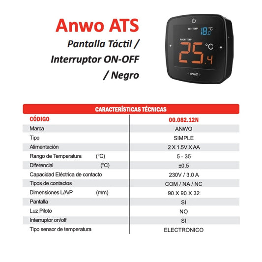 Termostato ANWO Simple táctil